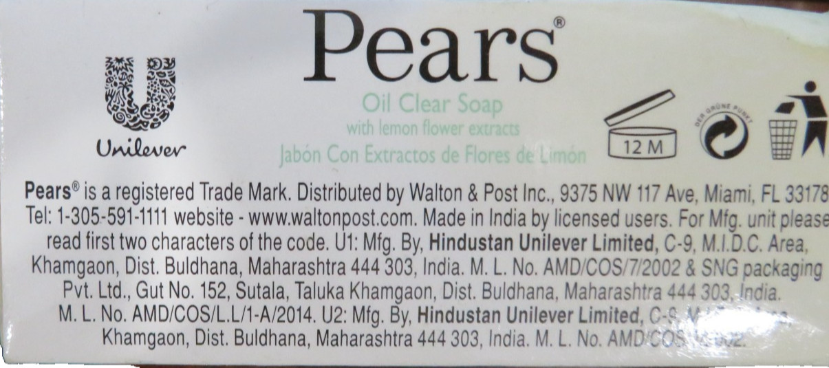 2X PEARS OIL CLEAR SOAP W/LEMON FLOWER EXTRACT + 2X PEARS GENTLE FORM 💥4-PACK💥