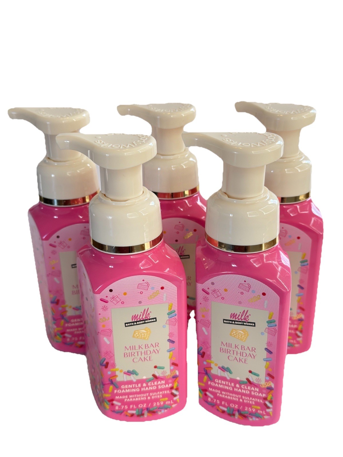 5 X Bath & Body Works MILK BAR BIRTHDAY CAKE Gentle Foaming Hand Soap 8.75 oz
