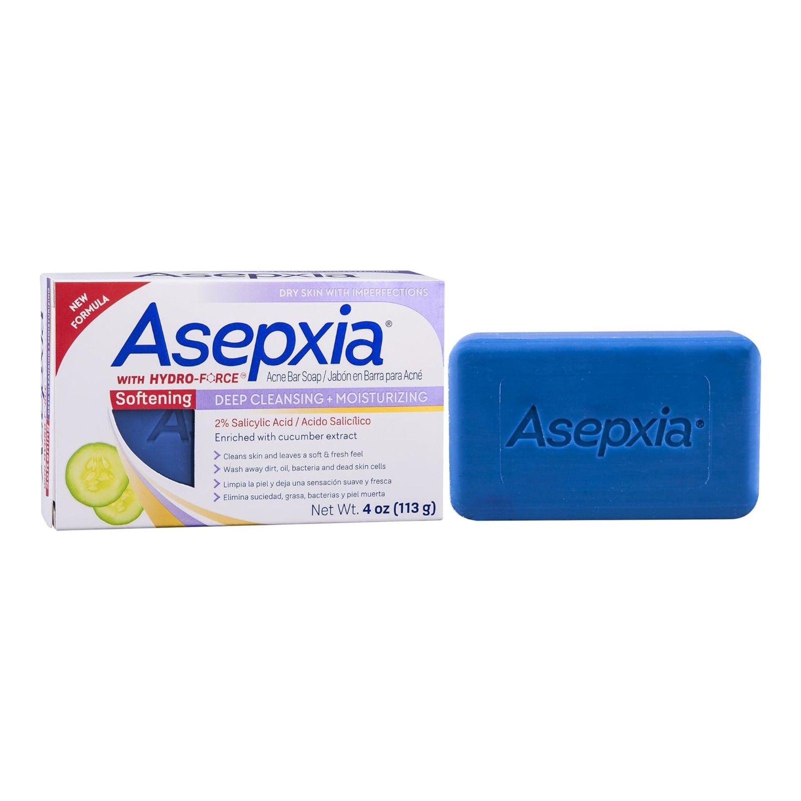 Asepxia Softening Acne Bar Soap Deep Cleaning + Moisturizing, 4oz.