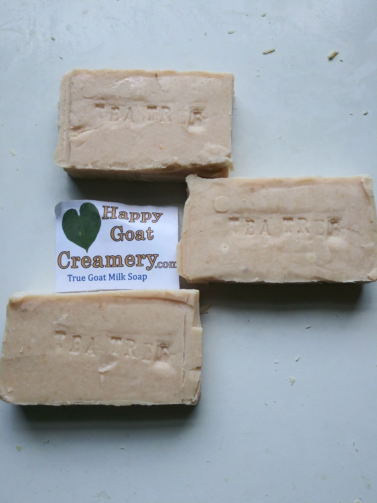 3 BARS RAW GOAT MILK SOAP PURE FOOD GRADE TEA TREE HAPPY GOAT CREAMERY