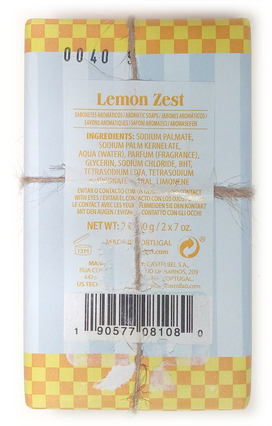 Castelbel 2 Pack 14 oz. Lemon Zest Scented Soap Ltd. Edition Made in Portugal