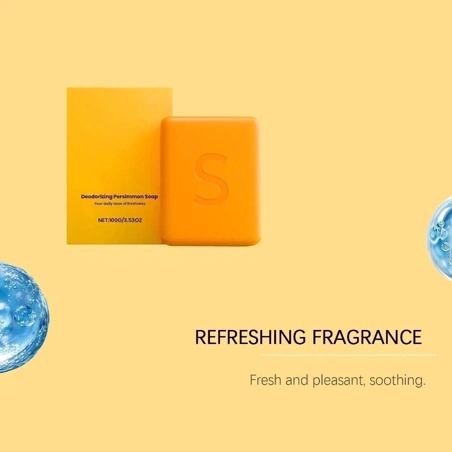 Swarva Persimmon Soap Bar Body Odor Control Deodorant Soap for Men&Women