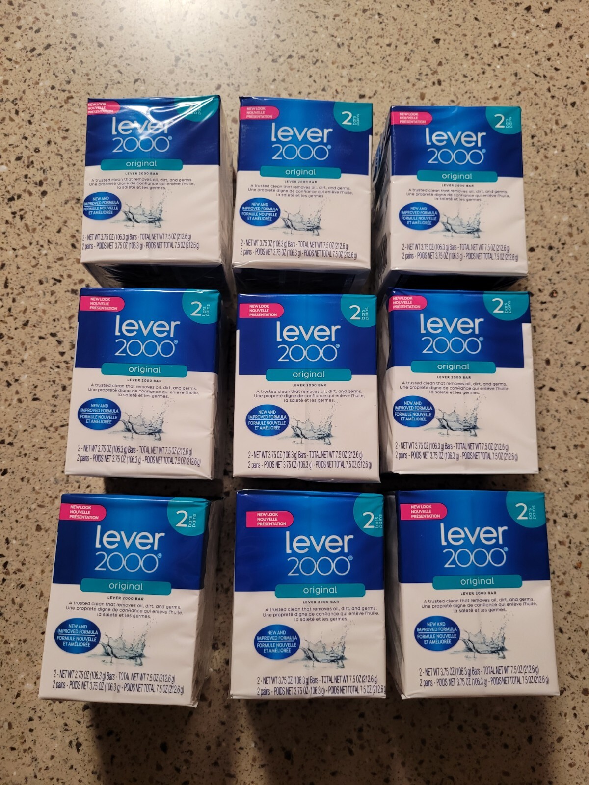 18 Bars Total (9 2-Packs) Lever 2000 Original Bar Soap 3.75 oz Each Bar USA Made