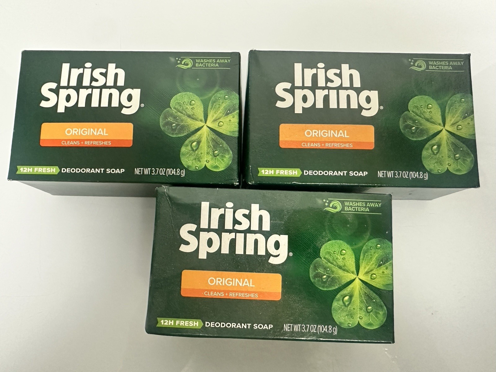 Original Irish Spring Deodorant Soap 3 Bars 3.7 oz No Flaxseed Oil New Sealed