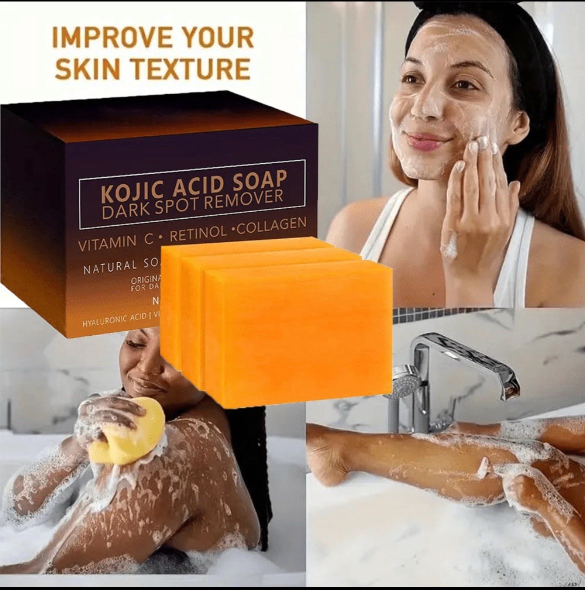 Valitic Kojic Acid Dark Spot Remover Soap Bar with Vitamin C & Turmeric(pack3)