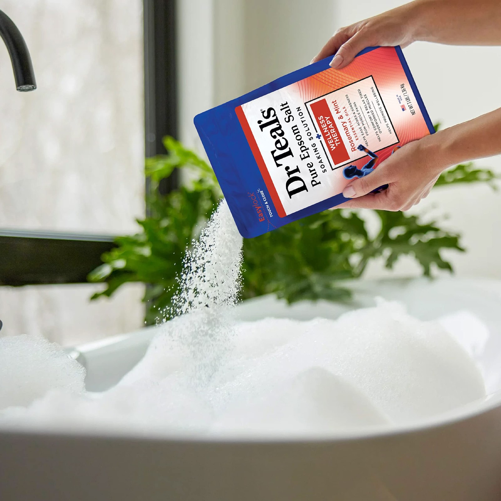 Dr Teal’s Pure Epsom Salt Soak, Wellness Therapy with Rosemary & Mint, 3 lbs …