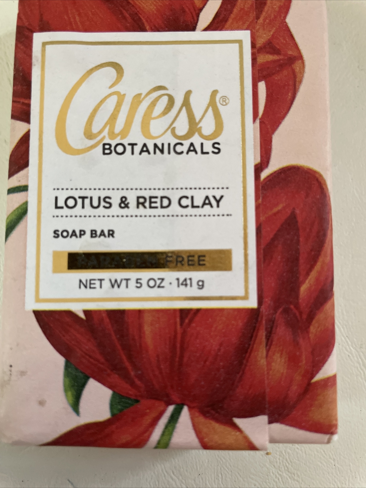 Lot of 4 Caress Botanicals Lotus & Red Clay Soap Bars Paraben Free 5 oz each
