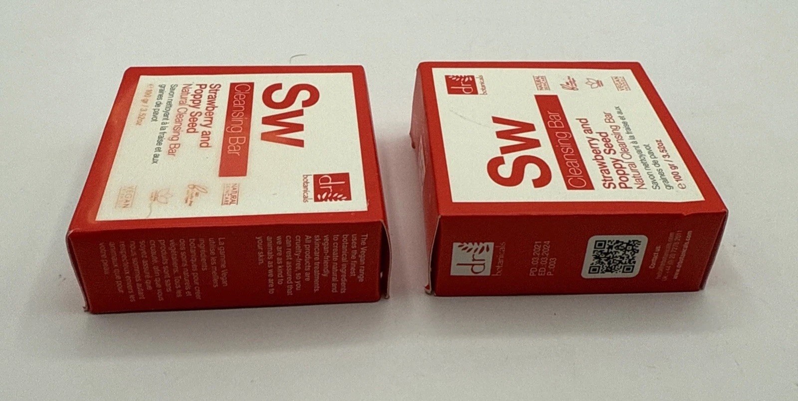 Lot Of 2 Dr Botanicals Sw Cleansing Bar Strawberry and Poppy Seed 3.52 oz NIB
