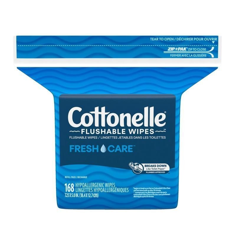Adult Flushable Wipes Resealable Pack 168 Count Hypoallergenic Septic Safe New