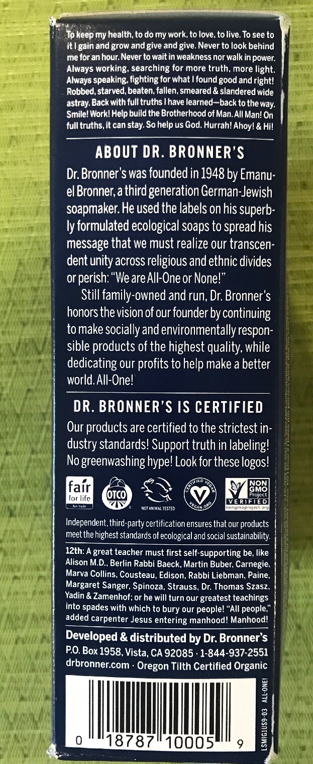Dr Bronners, Liquid Soap Gift Set Peppermint Lavender Scrub Pad Organic