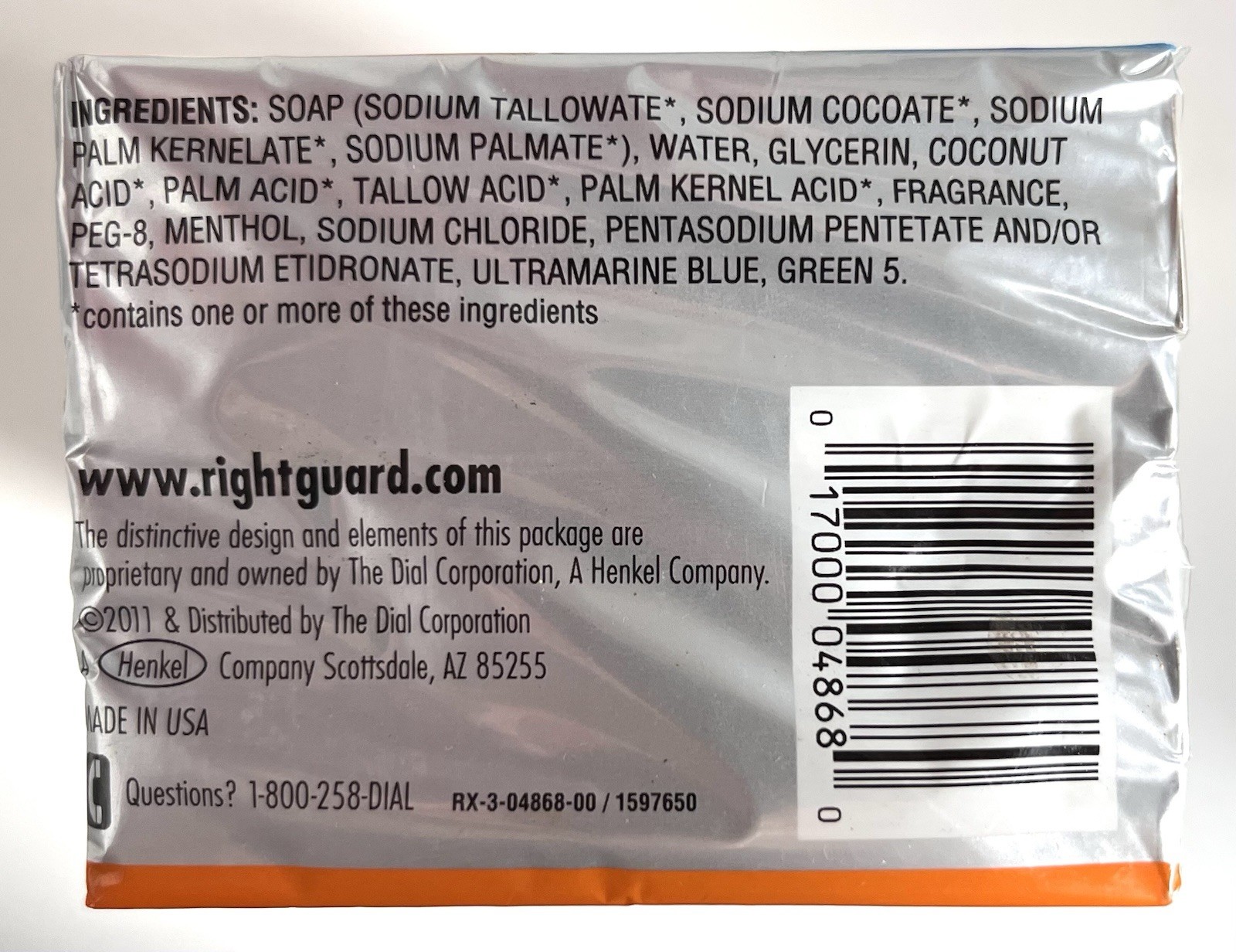 Right Guard Total Defense 5 Cooling Bar 5-in-1 Glycerin Bar Soap 6 Pack NEW