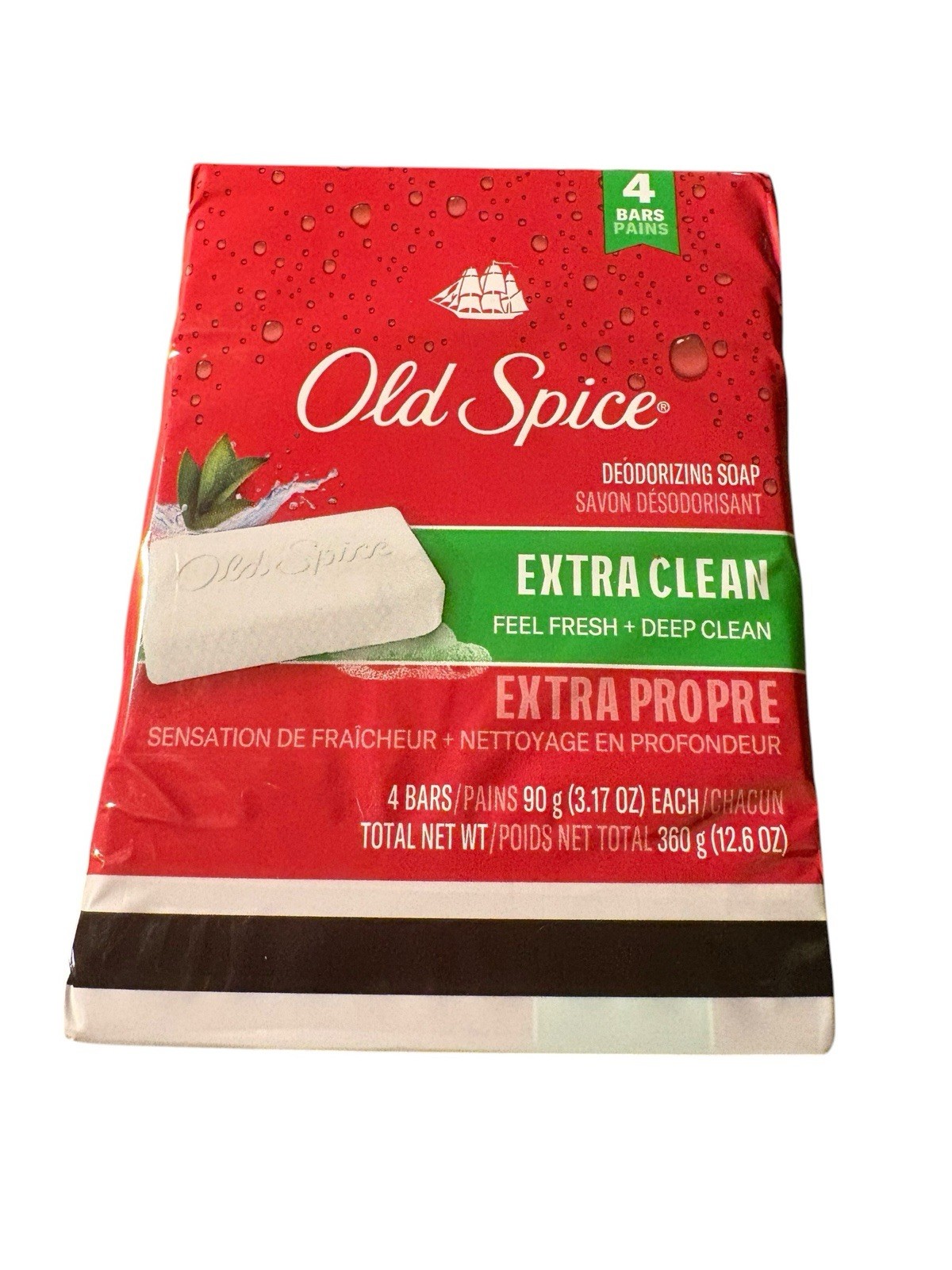 Old Spice Deodorizing Bar Soap Extra Clean Fresh & Deep Clean 3.17 oz. 4 Bars
