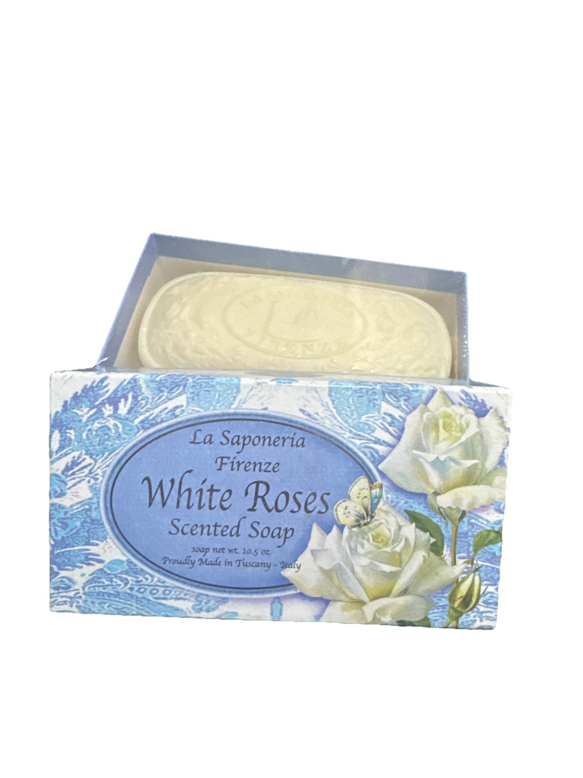 La Saponeria Firenze WHITE ROSES Scented Tuscan Italian Soap Large Bar 10.5