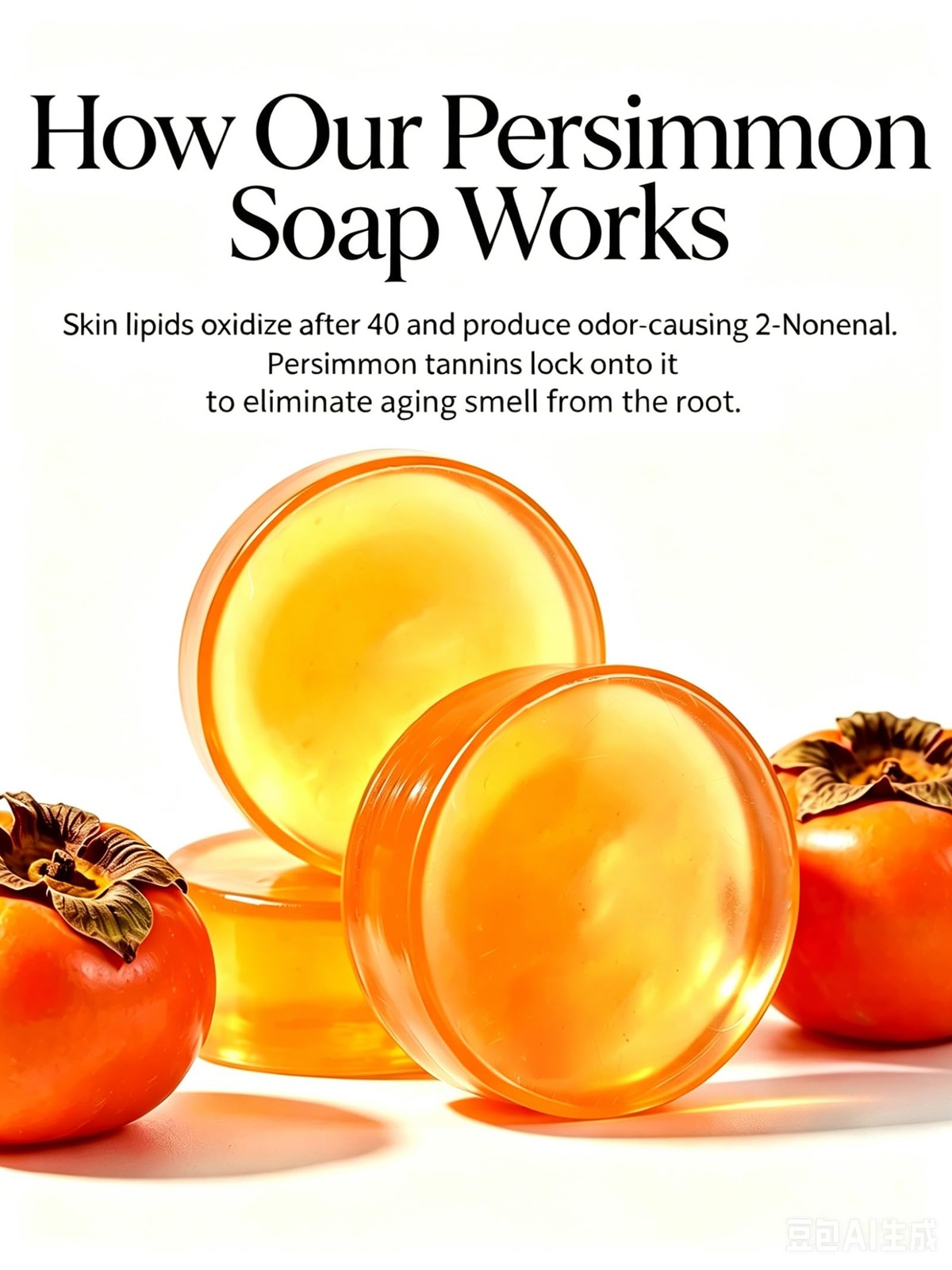 CAXEBST Persimmon Soap 2 Bars Oriental Scent 200g Body Odor