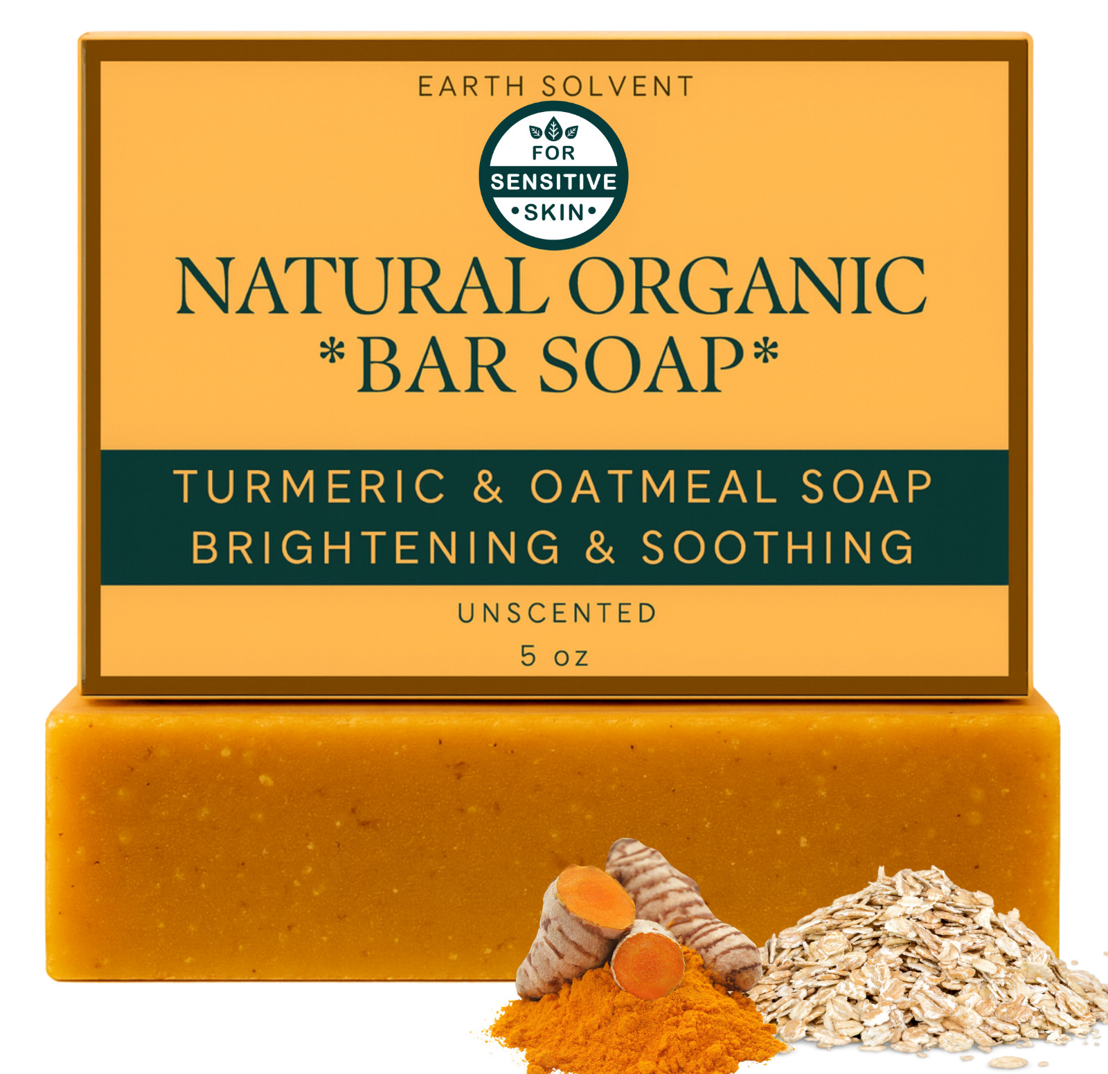 Turmeric Soap Skin Brightening Dark Spots Lightening Acne Turmeric UNSCENTED 5oz