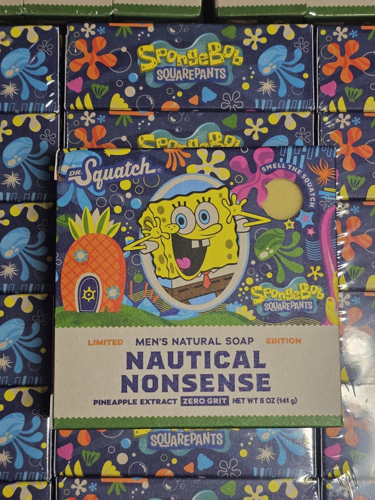 Dr. Squatch Nautical Nonsense SpongeBob Men’s Natural Pineapple Soap No Grit New