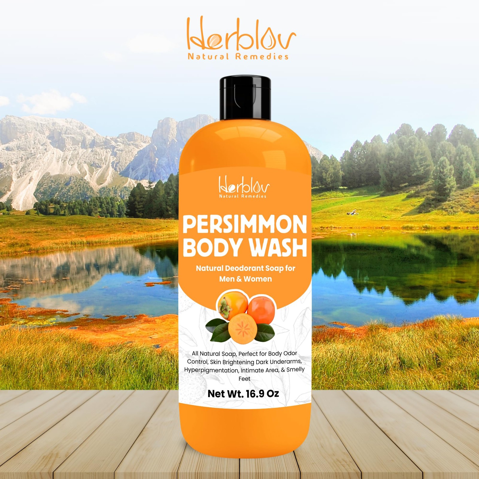 Persimmon Body Wash Odor Control Purifying Deodorizing Soap Underarms Feet Bikin