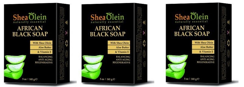 3PK – AFRICAN BLACK SOAP WITH SHEA OLEIN ALOE BUTTER & VITAMIN E