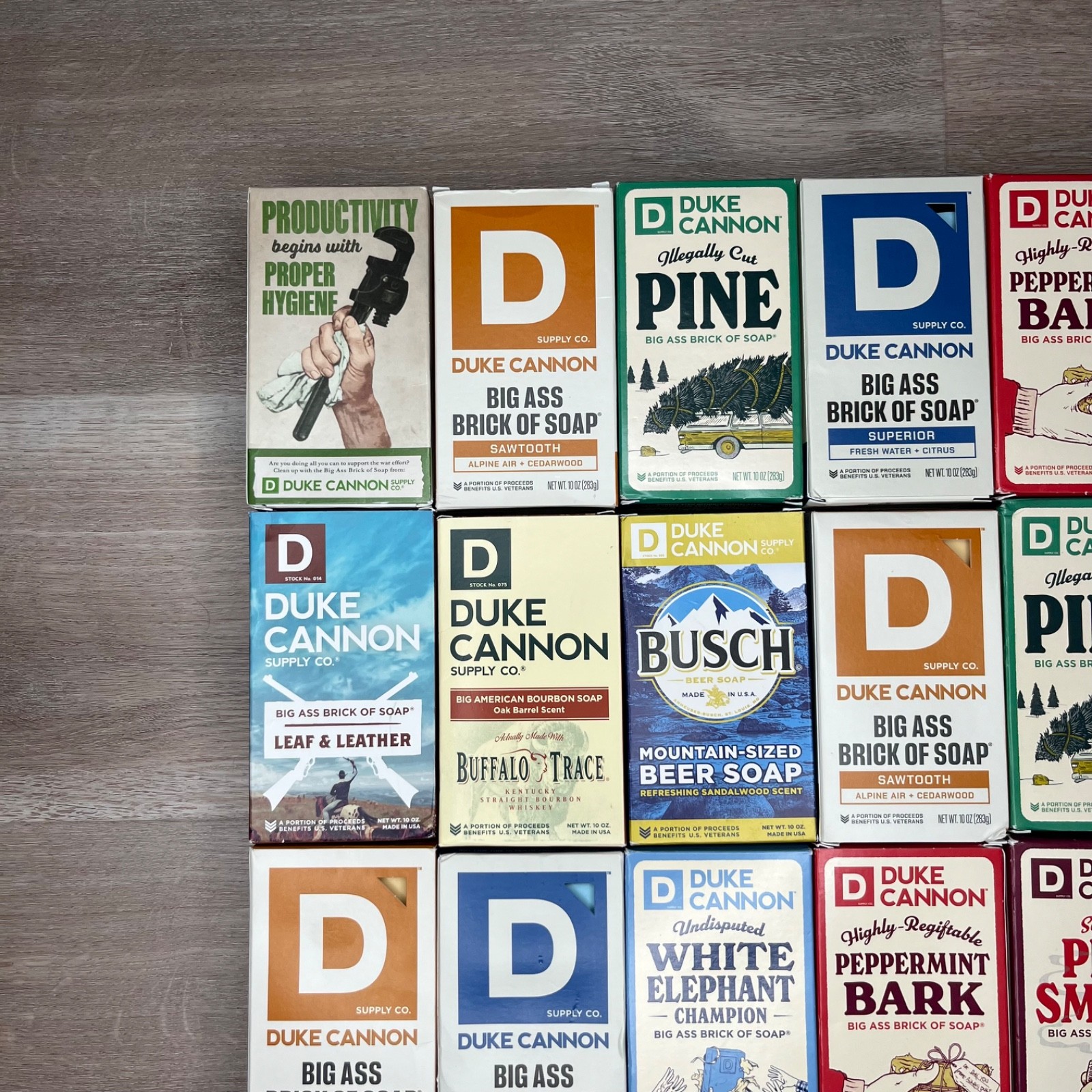 Lot of 32 Duke Cannon Big Ass Bricks of Soap 10 oz- rare/retired/seasonal NIB