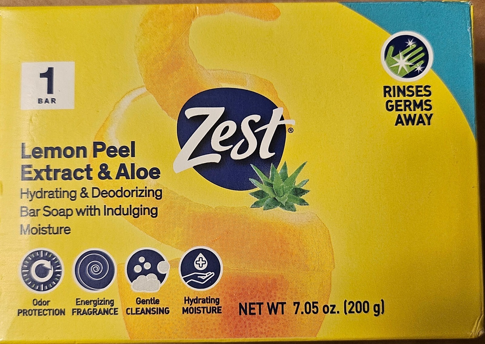 Zest Lemon Peel Extract & Aloe Hydrating Moisturizing Large Bar 7.05oz Lot Of 4