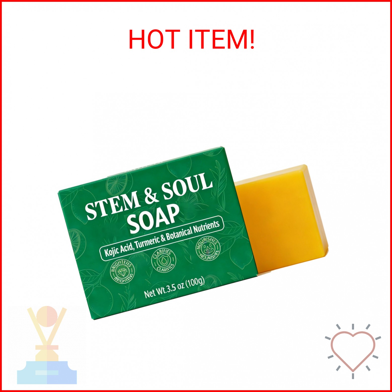 Stem and Soul Soap, Upgraded Stem & Soul Turmeric Lemon Soap Bar For Dark Spots,
