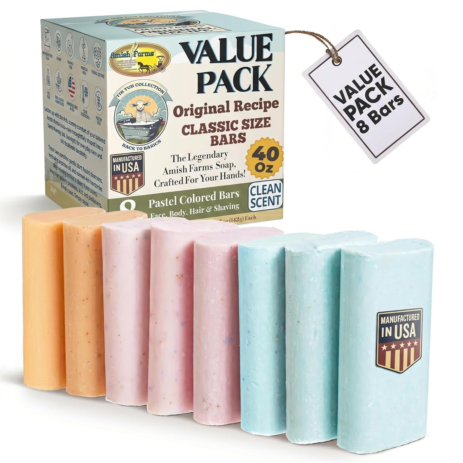 8-Pack Soap Bars – 5 oz Each, PH Balanced & Nourishing for All Skin Types