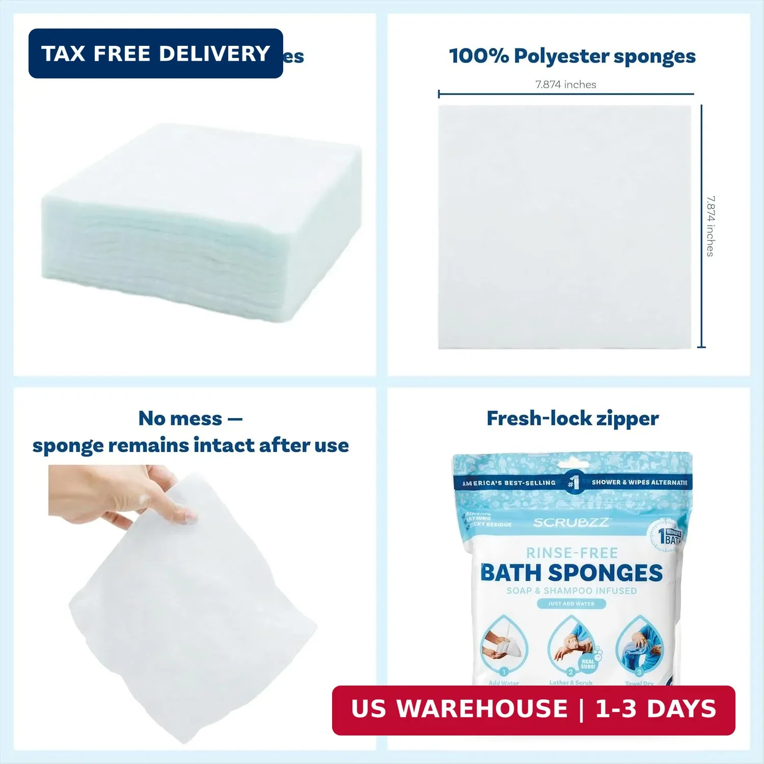 Scrubzz Disposable Rinse Free Bathing Wipes – 25 Pack – All-in-1 Single Use Show