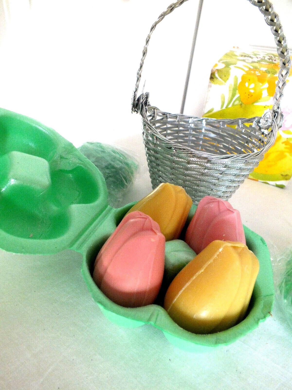 Avon lot of 3 NOS silver Treasure basket with 4 Tulip SOAPS each NIB vintage