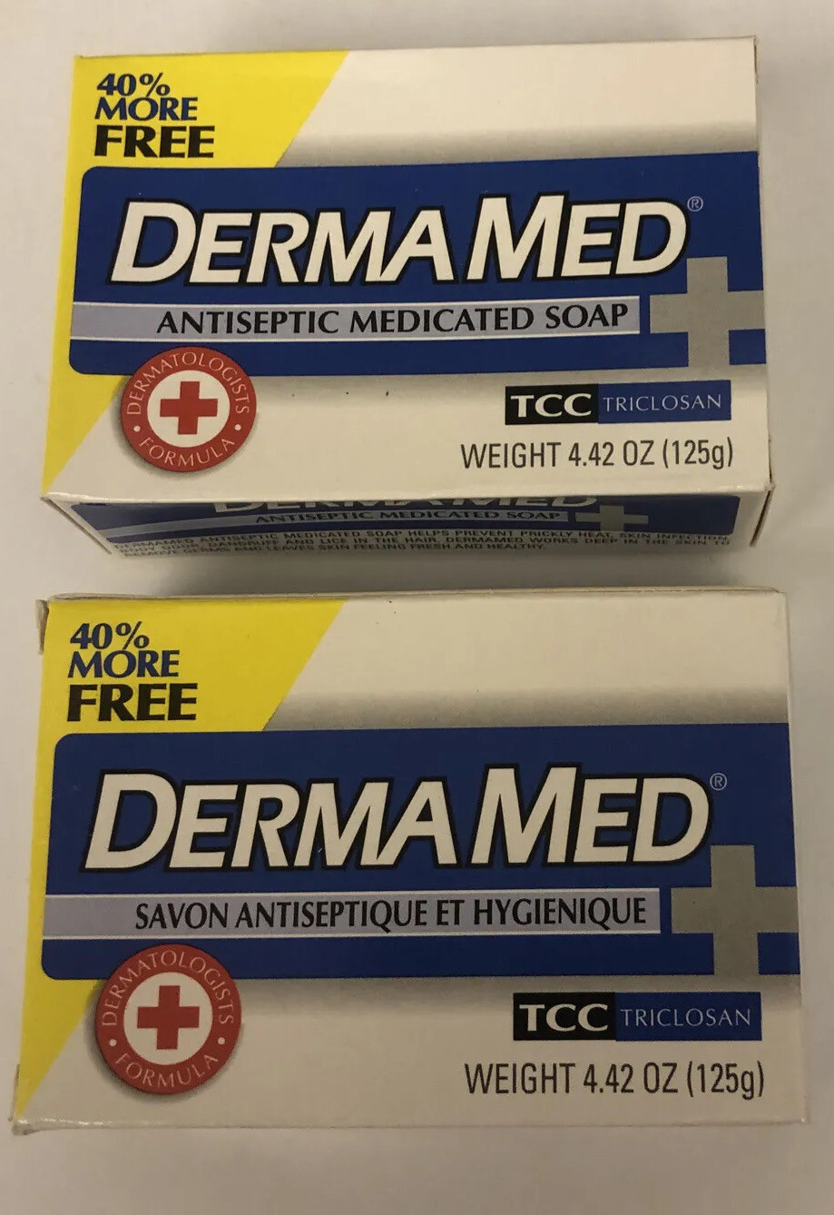 (2) DERMAMED Antiseptic Medicated Soap bars- tcc triclosan 4.42 oz Free Shipping