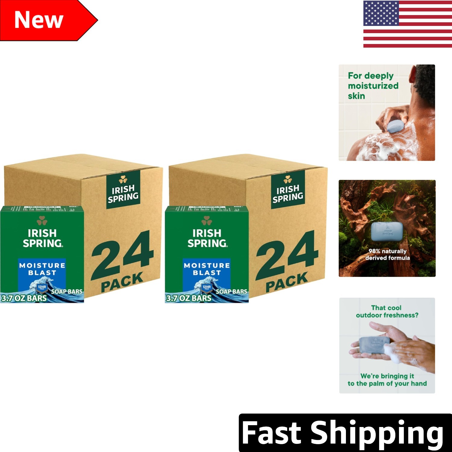 Sustainable Moisture Blast Bar Soap – Men’s Hydrating & Deodorizing 48-Pack