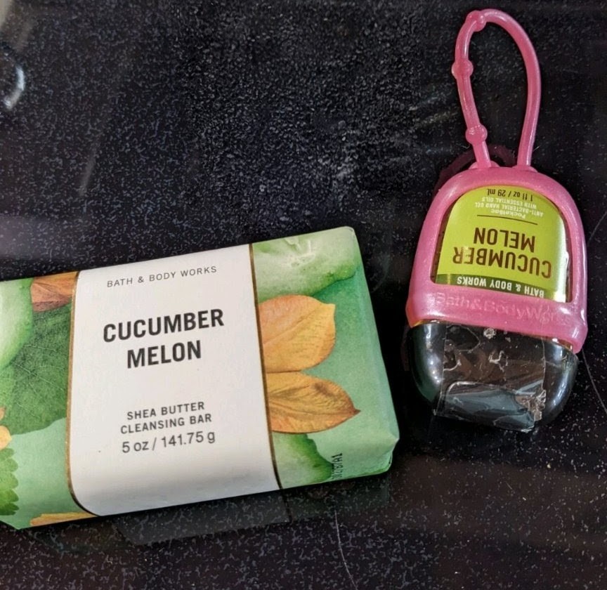 Bath & Body Works CUCUMBER MELON Shea Butter Cleansing Bar 5 oz & Pocketbac
