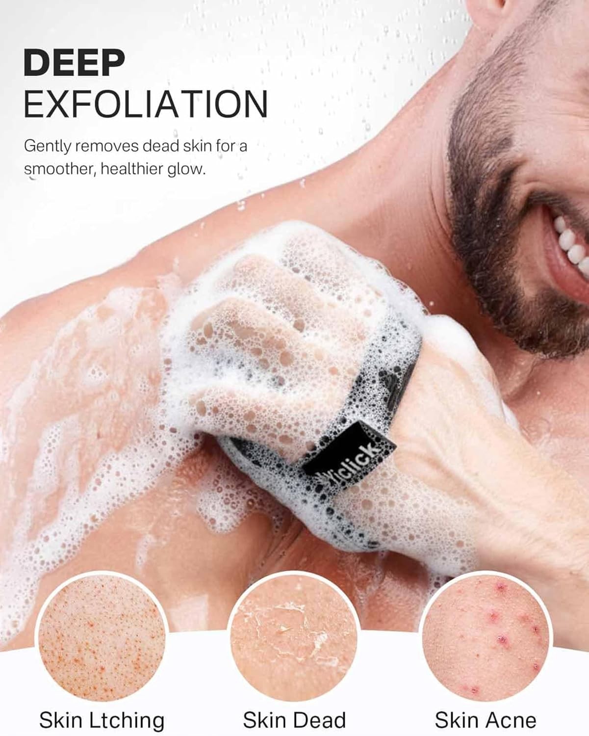Yiclick Exfoliating Body Scrubber Exfoliator 2 Pack – Black