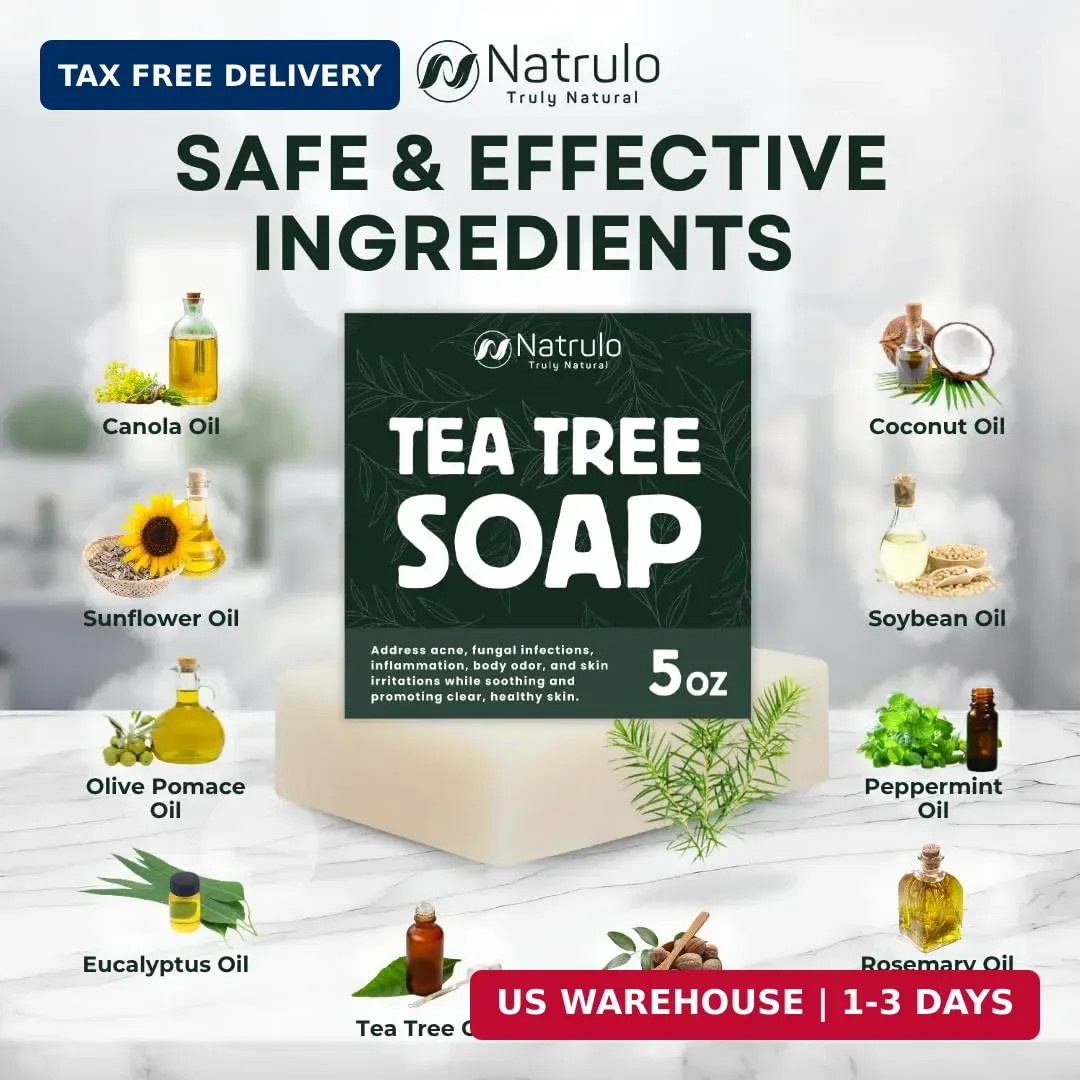 Tea Tree Soap – Natural Defense Tea Tree Oil Wash Bar for Face & Body – Remedy S