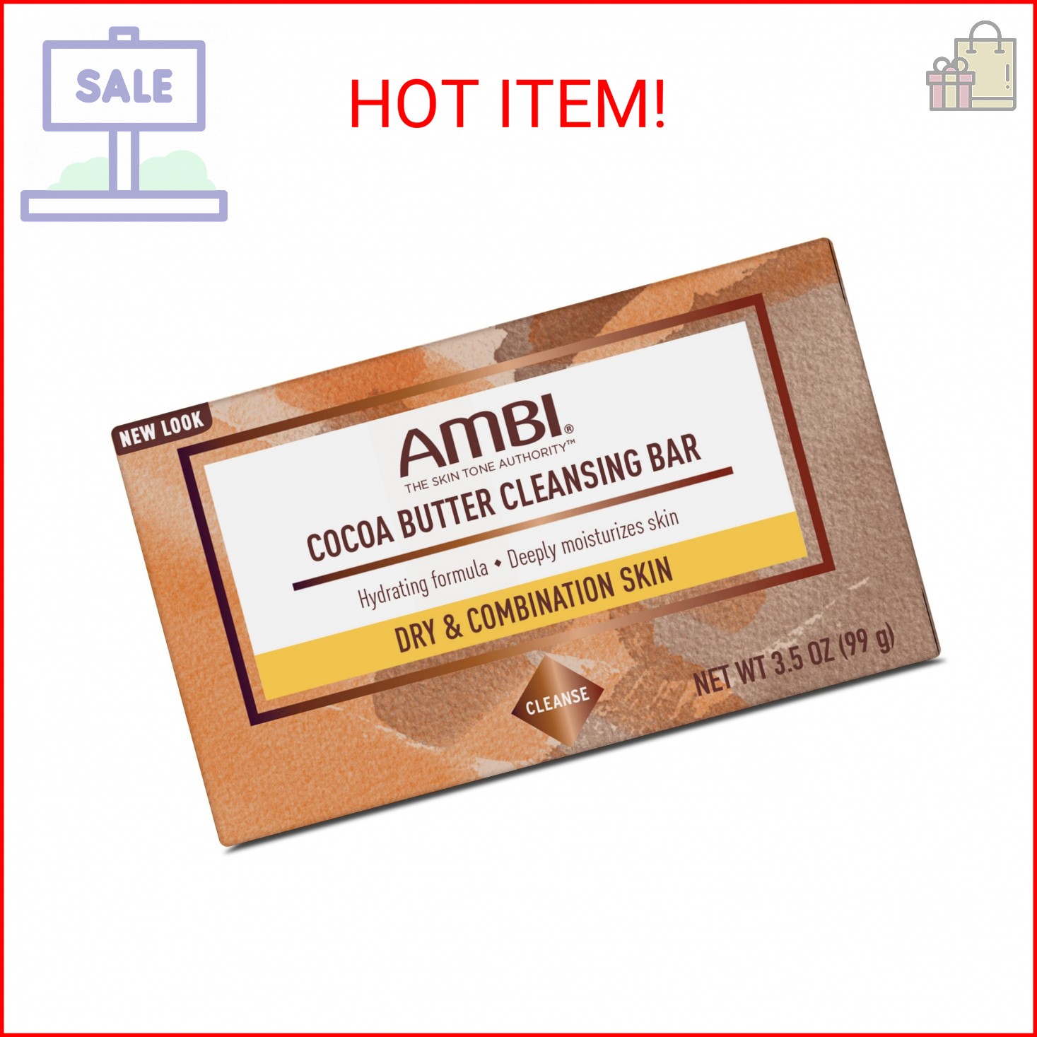 Ambi Cleansing Bar Soap Cocoa Butter 3.5oz (6 Pack)