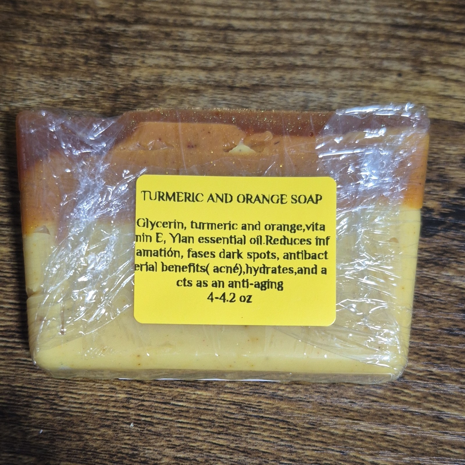 Turmeric & Orange Glycerin Bar Soap, Hydrating, Body Face Hands, 3-3.5 Oz