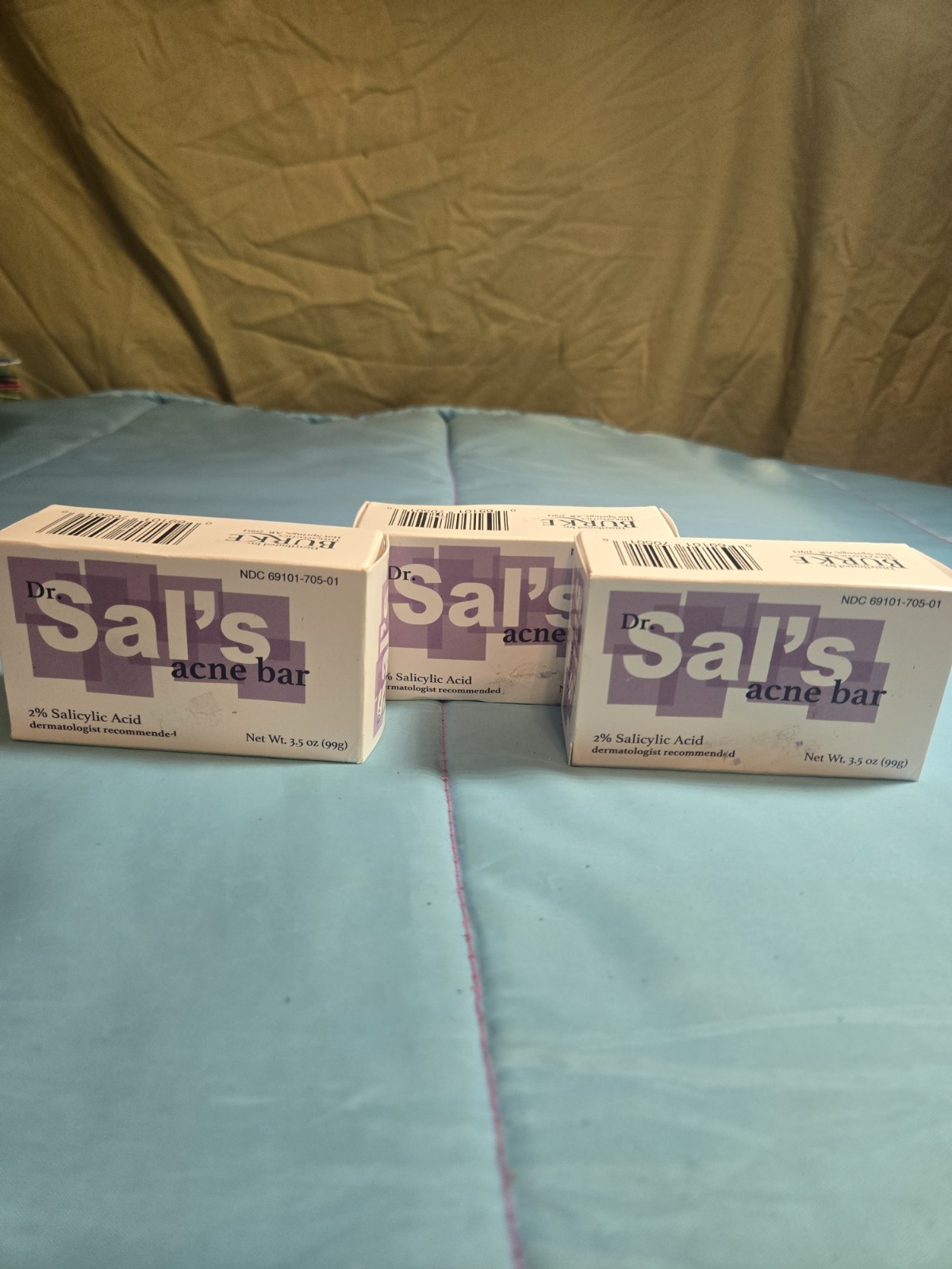 Acne Bar Dr. Sal’s Skin Care Soap Bar, Set Of 3 Burks Dermatologist New 3.5oz