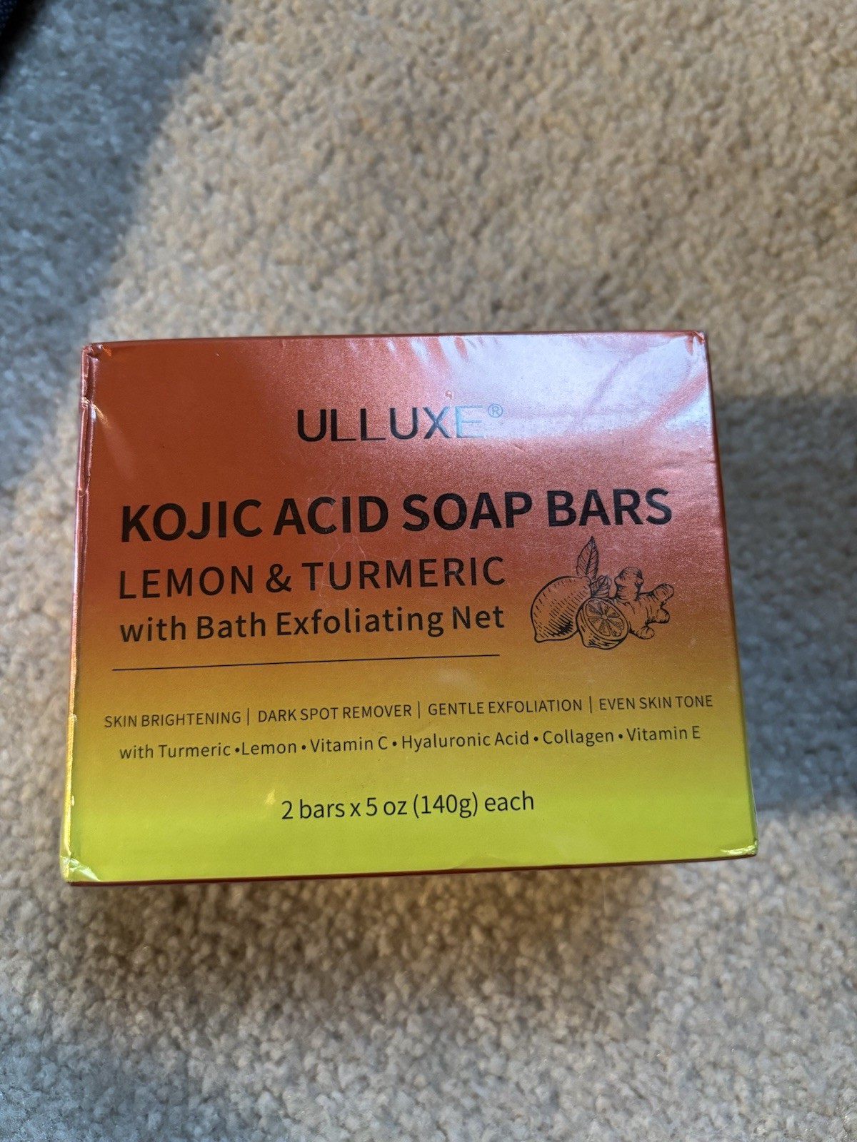 Lemon Turmeric Soap for Dark Body Spots Remover Brighten Soap Bar 2 Pk, Sponge