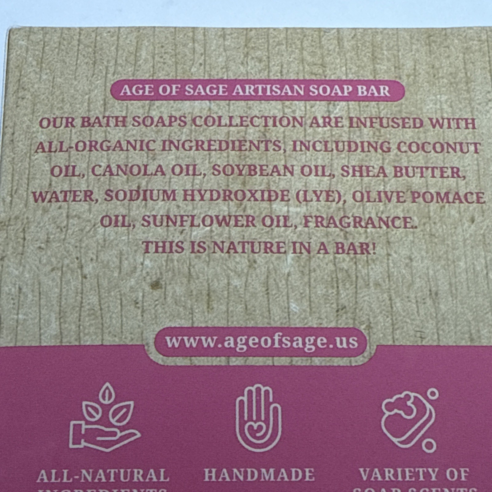 Age Of Sage Wildflowers 100% Organic Cold Pressed Artisan Soap Handmade 5 Oz