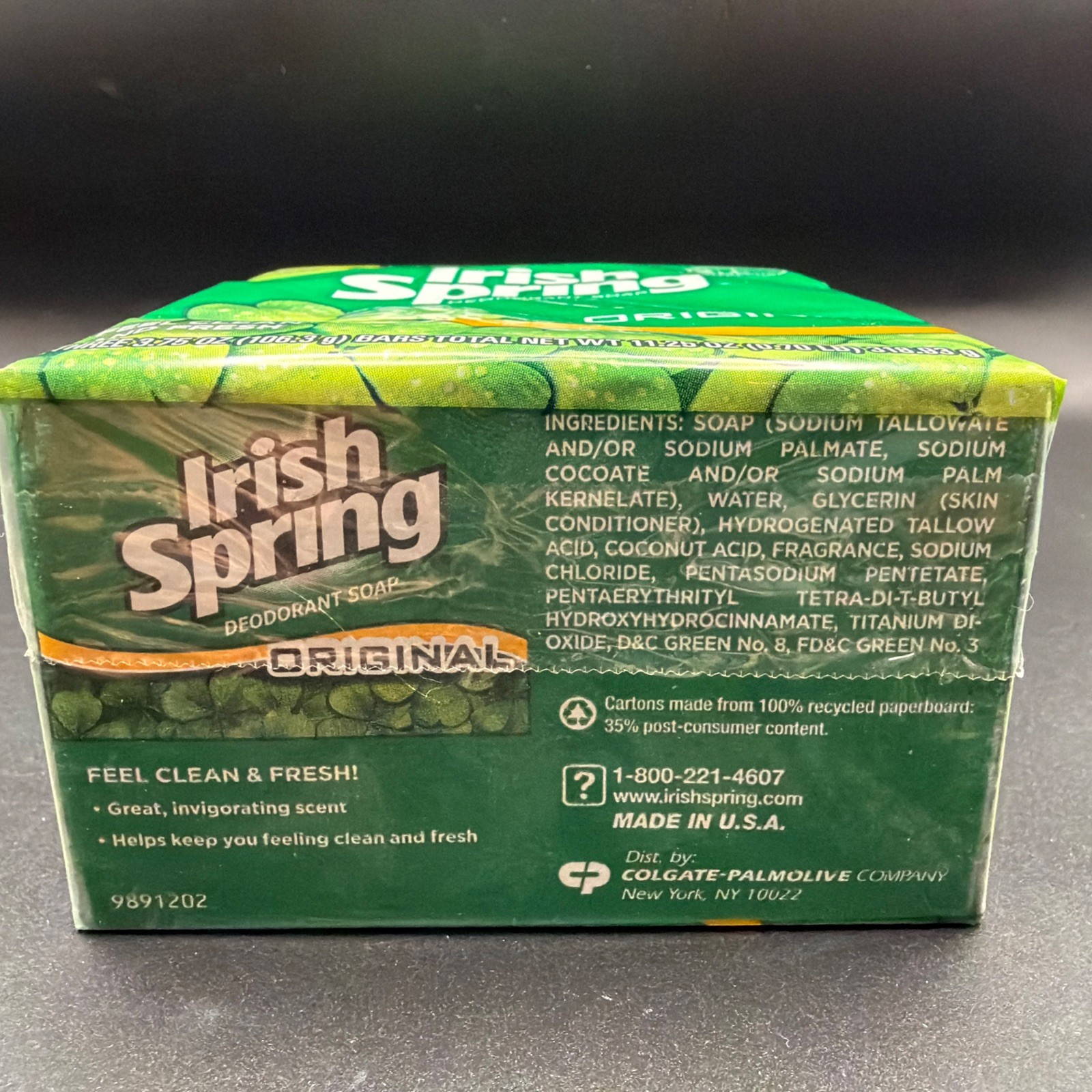Irish Spring Bar Soap ORIGINAL 3 Bar Package NO FLAXSEED DISCONTINUED New HTF