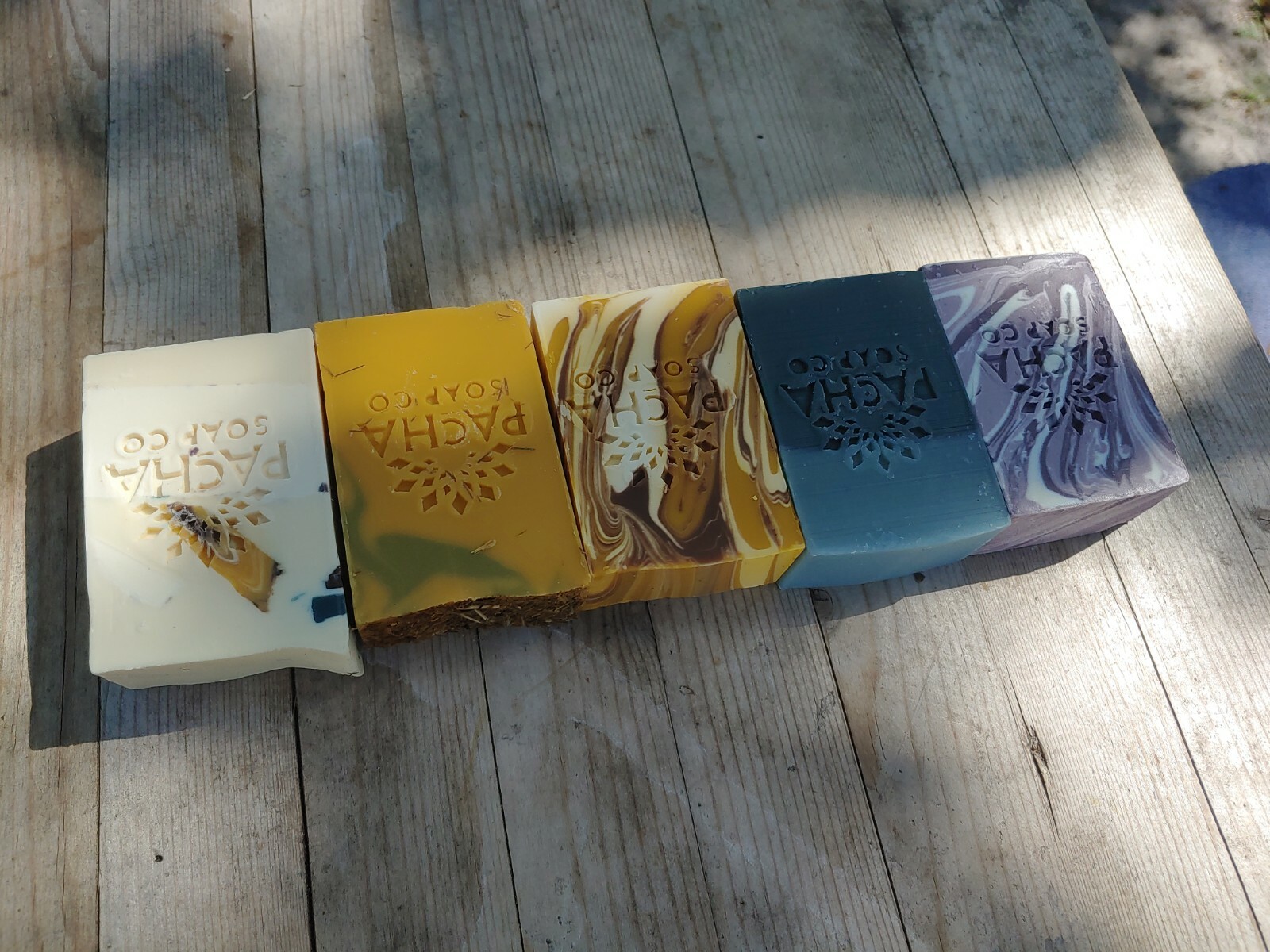 Lot Of 5- Pacha Soap, Almond Goat Milk, Salt & Kemp , French Lavender, lemongras