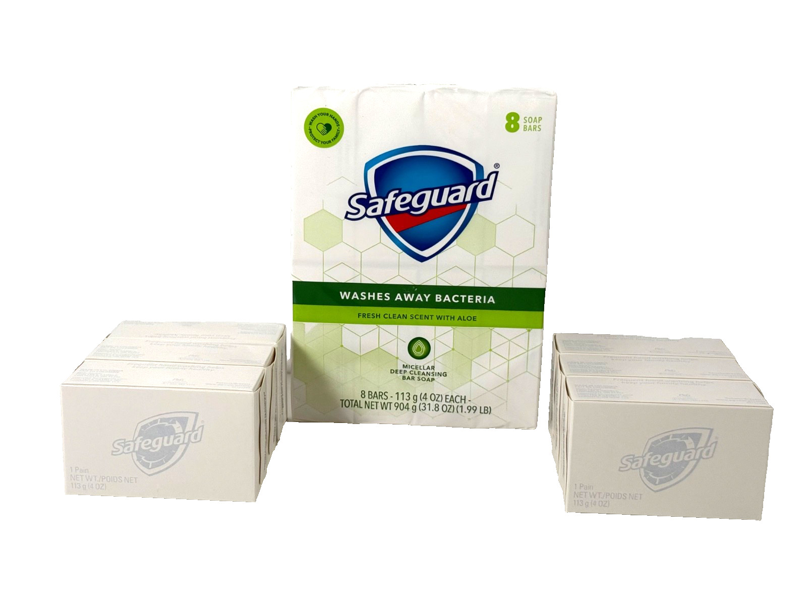 Safeguard Micellar Bar Soap Fresh Clean Scent with Aloe 14 Bars New