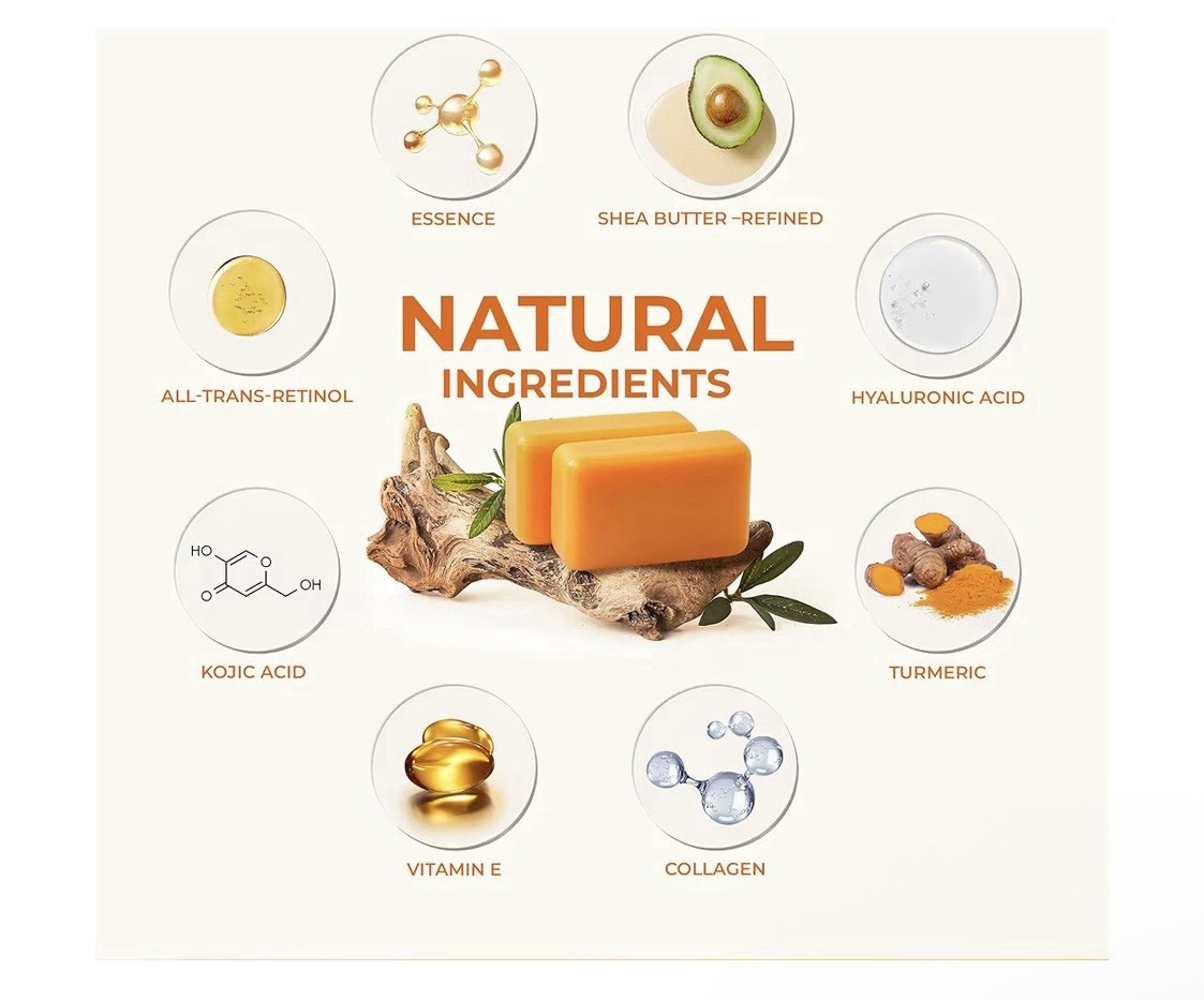 Klear Bloom Kojic Acid Turmeric Soap – Brightening Orange Bars (4 Pack)