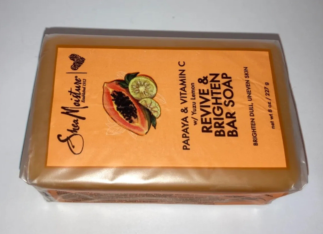 SHEA MOISTURE 8oz BAR PAPAYA & VITAMIN C W/ YUZU LEMON REVIVE & BRIGHTEN DULL