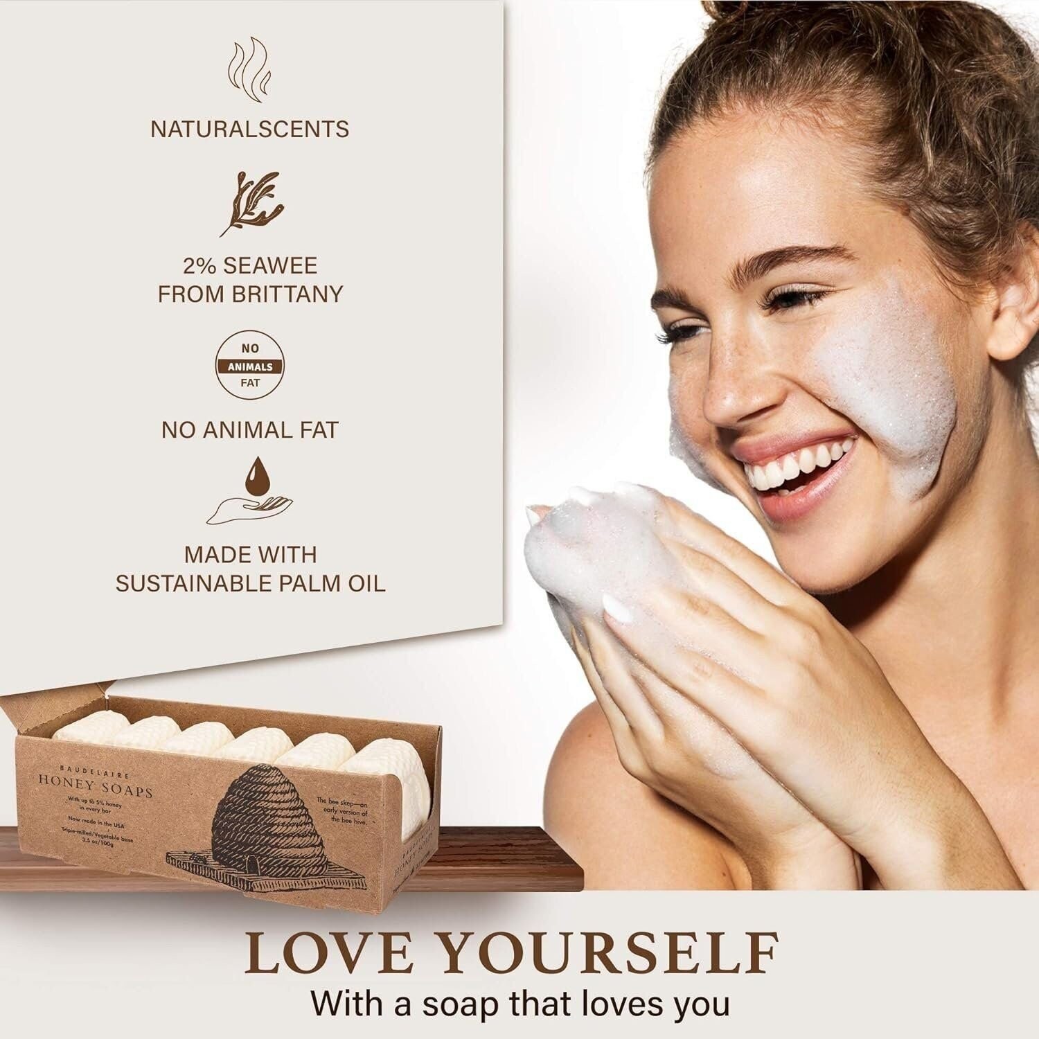 Baudelaire Honey Royal Jelly Soap Bar (set of 6) Triple Milled Made USA