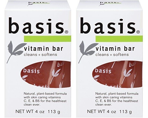 2 Pack Basis Vitamin Bar Soap Cleans Softens 4Oz Each