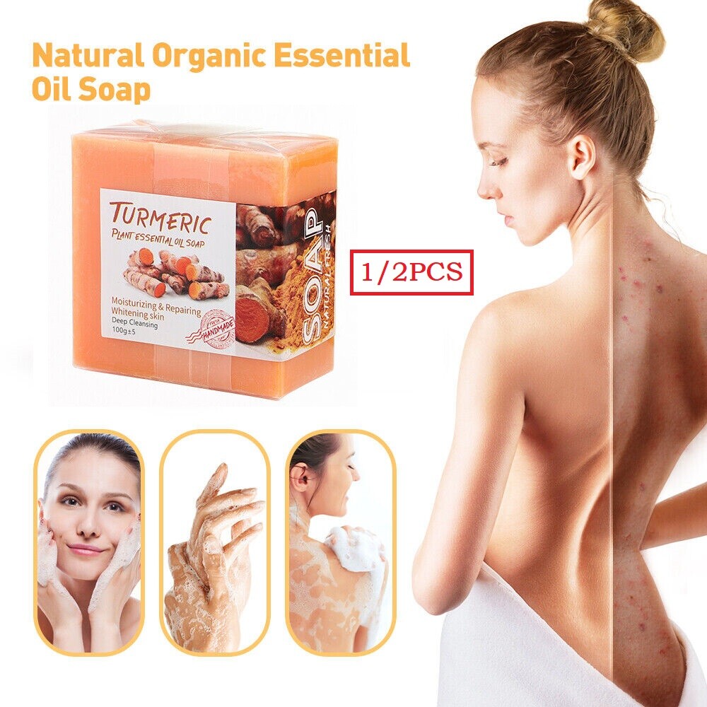 2×Tumeric Soap Ginger Anti-Acne Dark Spots Scars Removal Body Whitening Soap Bar