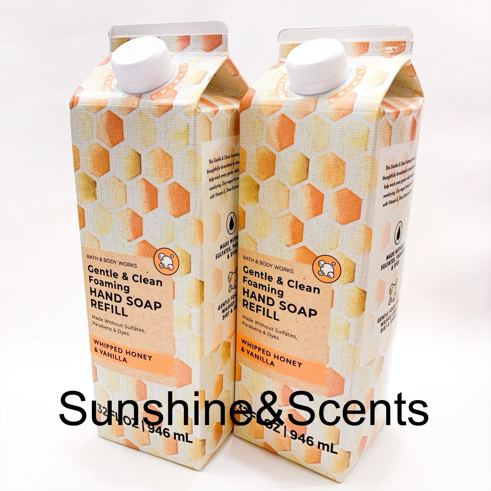 2-PACK Bath & Body Works WHIPPED HONEY & VANILLA Foaming Hand Soap Refill 32oz