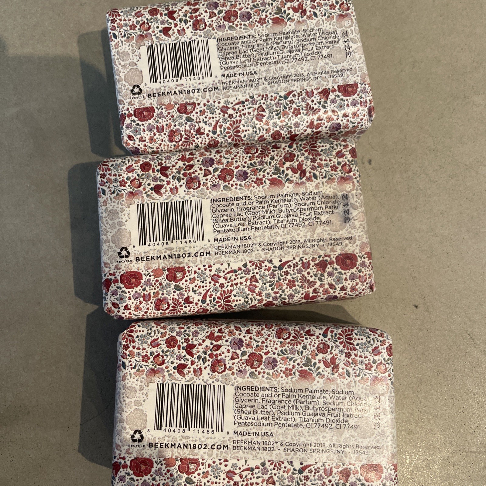 (3) Beekman 1802 Goat Milk Bar Soap Honeyed Grapefruit 3.5 oz. Each – New