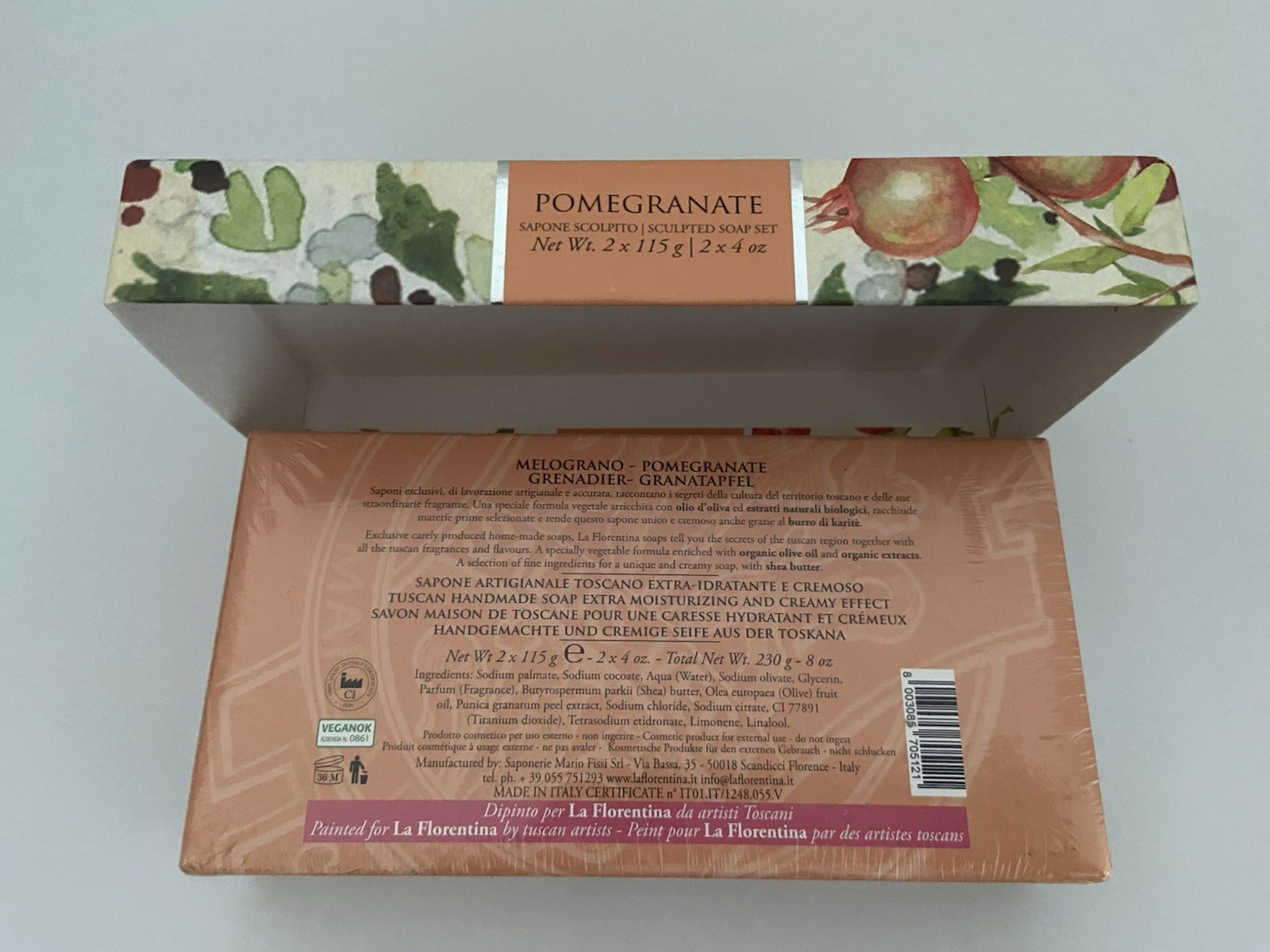 BNIB New Sealed La Florentina Melograno Pomegranate Soaps Set 4 oz. each ITALY