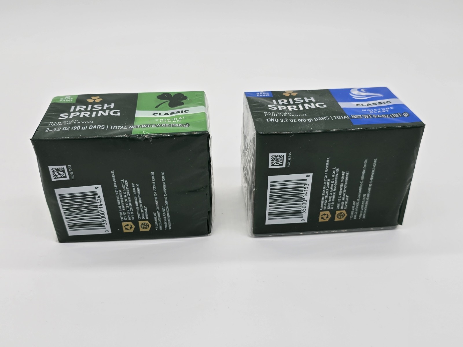 Irish Spring Classic Bar Soap 2 Pk Original Fresh Scent & 2 Pk Moisture Blast